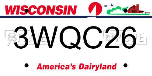 3WQC26 Wisconsin License Plate