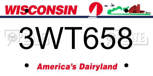3WT658 Wisconsin License Plate