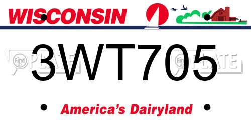 3WT705 Wisconsin License Plate