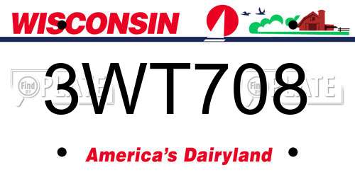 3WT708 Wisconsin License Plate