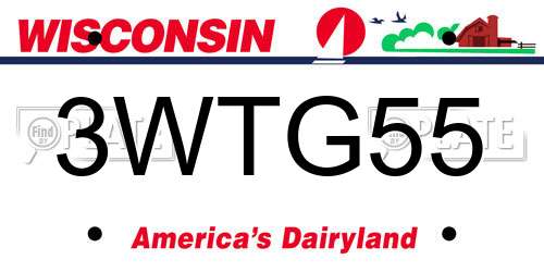 3WTG55 Wisconsin License Plate