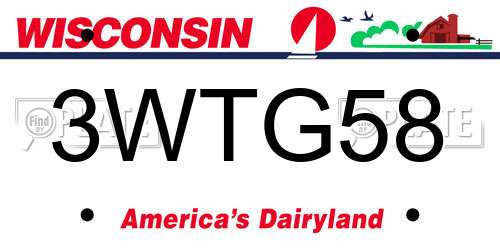 3WTG58 Wisconsin License Plate