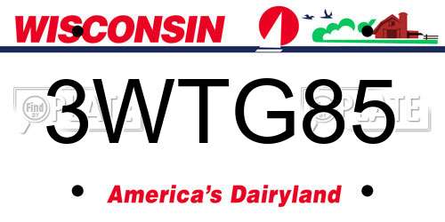 3WTG85 Wisconsin License Plate
