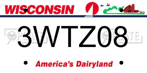 3WTZ08 Wisconsin License Plate