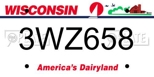 3WZ658 Wisconsin License Plate