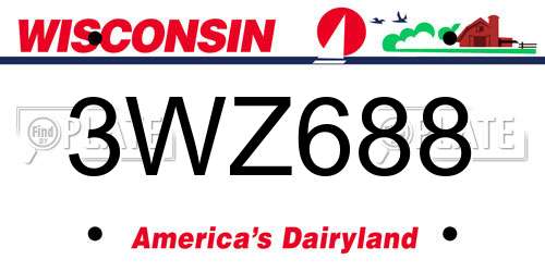 3WZ688 Wisconsin License Plate