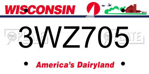 3WZ705 Wisconsin License Plate
