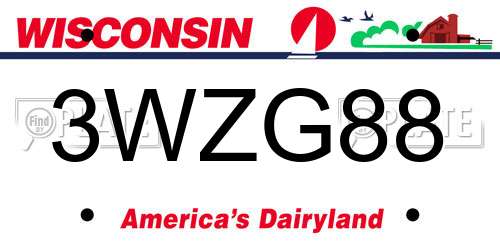 3WZG88 Wisconsin License Plate
