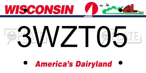 3WZT05 Wisconsin License Plate