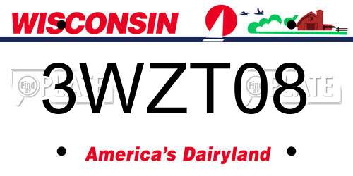 3WZT08 Wisconsin License Plate
