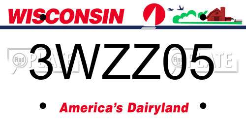 3WZZ05 Wisconsin License Plate