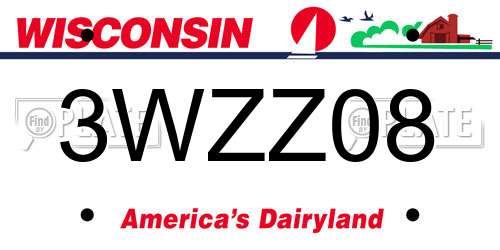 3WZZ08 Wisconsin License Plate