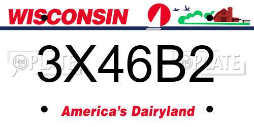 3X46B2 Wisconsin License Plate
