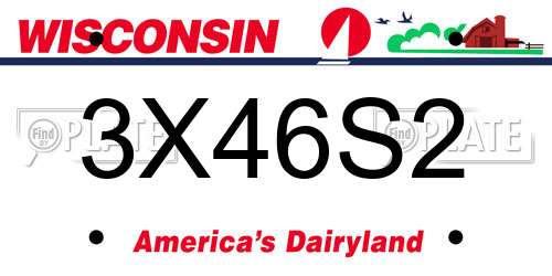3X46S2 Wisconsin License Plate