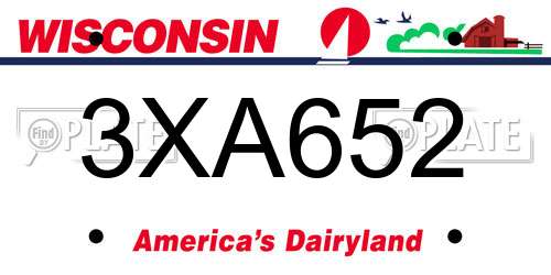 3XA652 Wisconsin License Plate