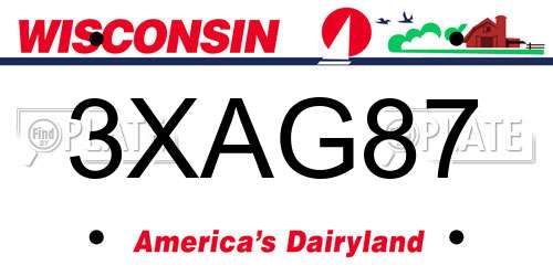 3XAG87 Wisconsin License Plate