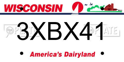 3XBX41 Wisconsin License Plate