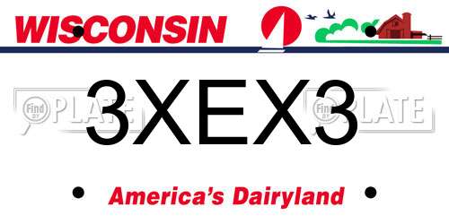 3XEX3 Wisconsin License Plate