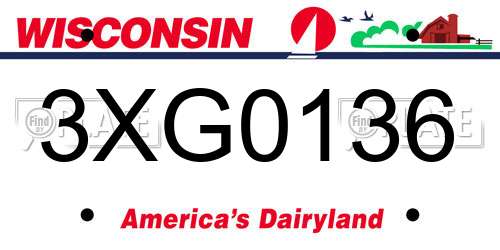 3XG0136 Wisconsin License Plate