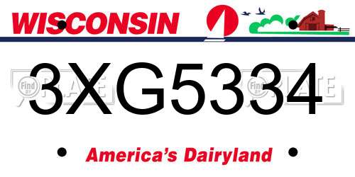 3XG5334 Wisconsin License Plate