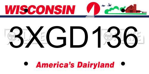3XGD136 Wisconsin License Plate