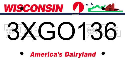 3XGO136 Wisconsin License Plate