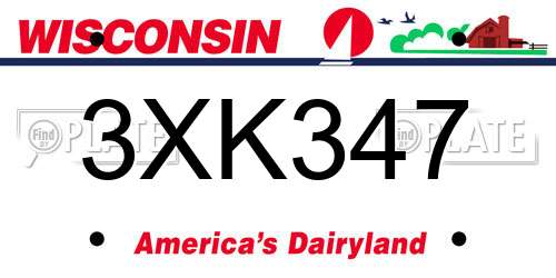 3XK347 Wisconsin License Plate