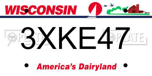3XKE47 Wisconsin License Plate
