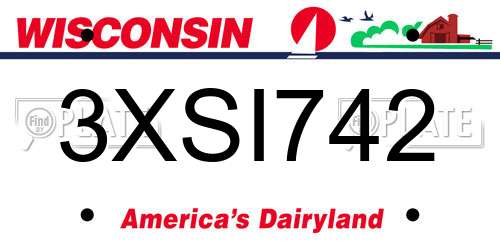 3XSI742 Wisconsin License Plate