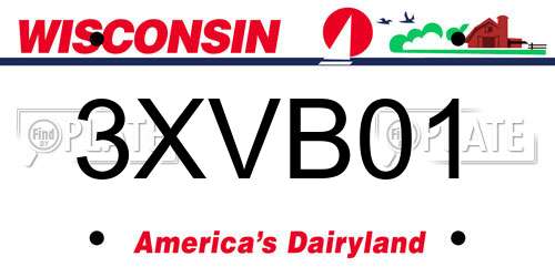 3XVB01 Wisconsin License Plate