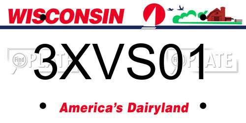 3XVS01 Wisconsin License Plate