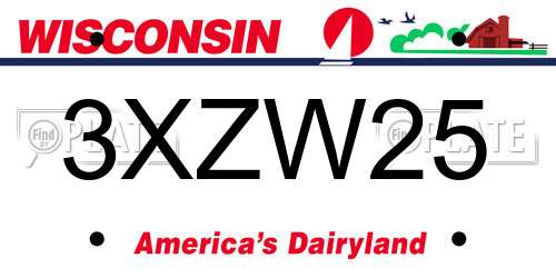 3XZW25 Wisconsin License Plate