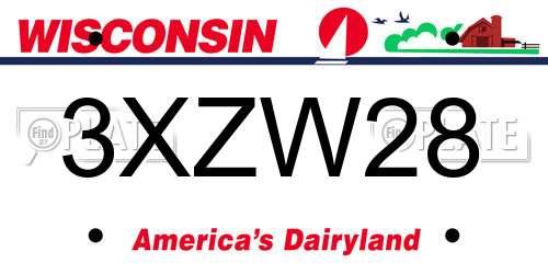 3XZW28 Wisconsin License Plate