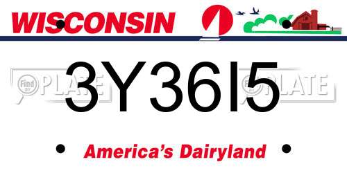 3Y36I5 Wisconsin License Plate