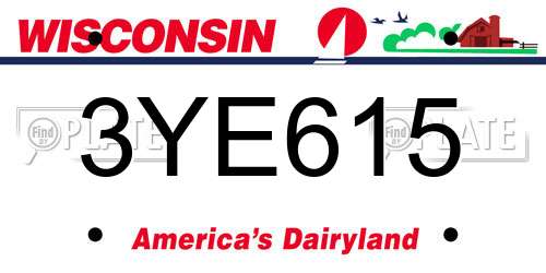 3YE615 Wisconsin License Plate