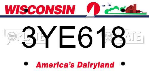 3YE618 Wisconsin License Plate