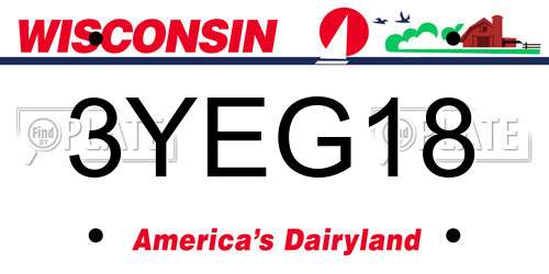 3YEG18 Wisconsin License Plate