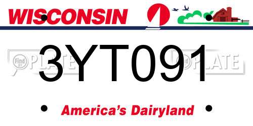 3YT091 Wisconsin License Plate