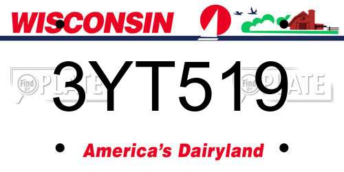 3YT519 Wisconsin License Plate