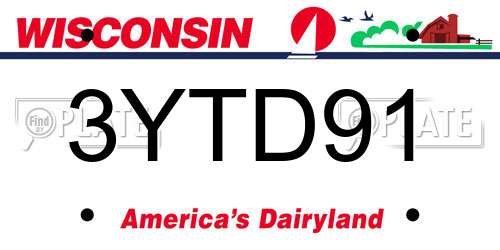 3YTD91 Wisconsin License Plate