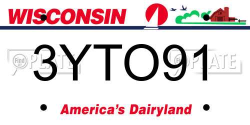3YTO91 Wisconsin License Plate