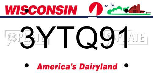 3YTQ91 Wisconsin License Plate