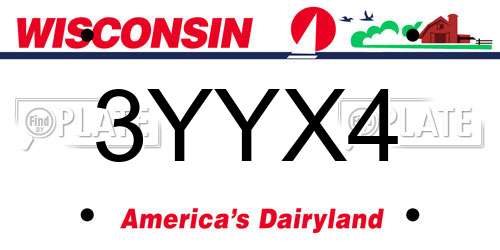 3YYX4 Wisconsin License Plate
