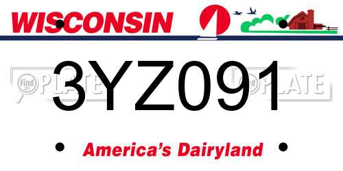3YZ091 Wisconsin License Plate