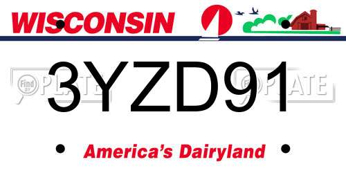 3YZD91 Wisconsin License Plate