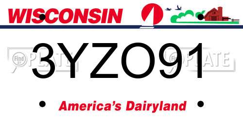 3YZO91 Wisconsin License Plate