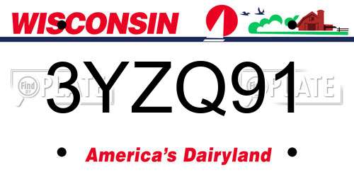 3YZQ91 Wisconsin License Plate