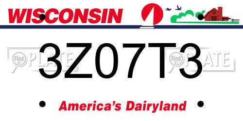 3Z07T3 Wisconsin License Plate