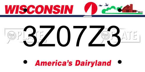 3Z07Z3 Wisconsin License Plate
