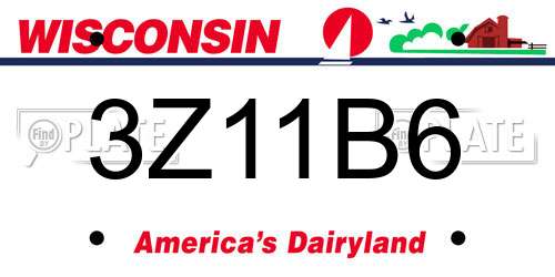 3Z11B6 Wisconsin License Plate